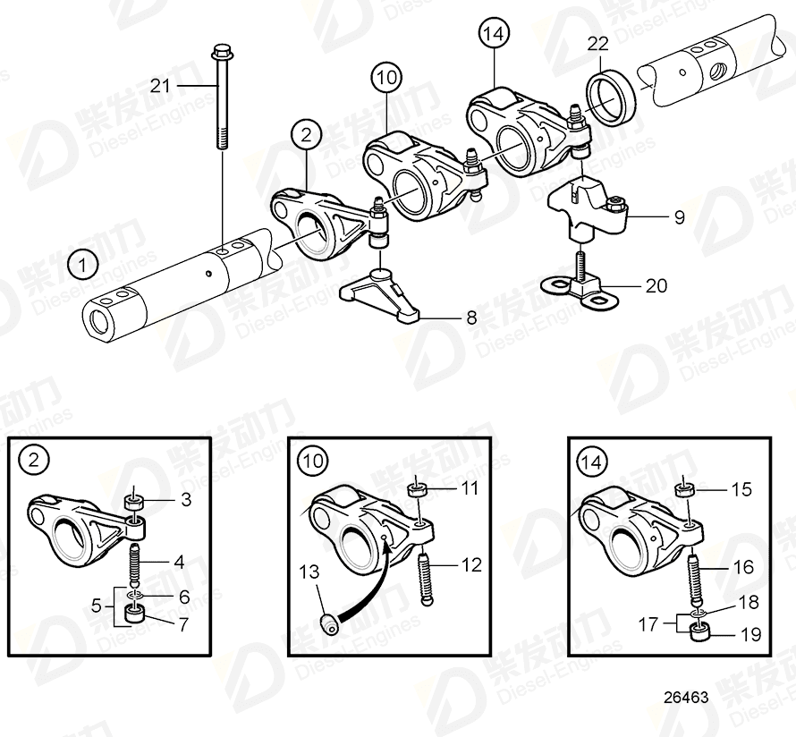 volvo penta Rocker arm, exhaust 21282816 Drawing volvo penta Rocker arm, exhaust 21282816 Drawing